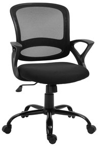 Vinsetto Cadeira de Oficina Ergonômica Basculante com Altura Ajustável Assento Giratório 360° Suporte e Lombar Malha Transpirável 61x61x89-99cm Preto