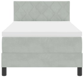 Cama Box Spring vidaXL com Colchão Cinza Claro 100x200 cm Veludo