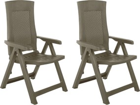 vidaXL Cadeiras de jardim reclináveis 2 pcs plástico mocca