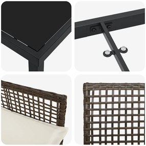 Conjunto de Jantar de Jardim 5 Peças com Almofadas Castanho Rattan Sin