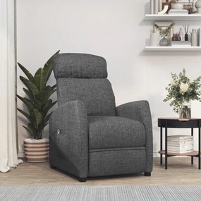 vidaXL Poltrona elevatória tecido cinzento-escuro