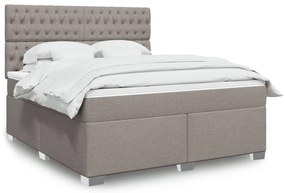 vidaXL Cama com molas/colchão 180x200 cm tecido castanho-acinzentado