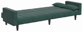 Sofá-cama 2 lugares c/ apoio de pés veludo verde-escuro