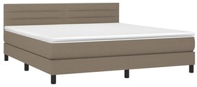 Cama box spring colchão/LED 160x200 cm tecido cinza-acastanhado