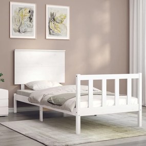 Cama sem colchão 100x200 cm madeira de pinho maciça branco