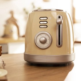 Torradeira vertical Toast&Taste 800 Vintage Light Amarela 2 ranhuras curtas extra largas para 2 torradas
