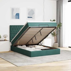 vidaXL Estrutura cama otomana colchões 140x200 cm veludo verde escuro