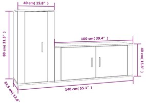 2 pcs conjunto móveis de TV derivados madeira branco brilhante