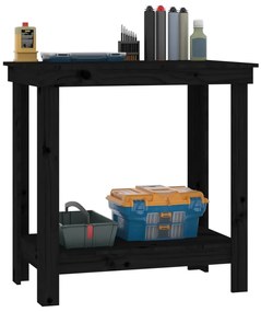 Banco de trabalho 80x50x80 cm pinho maciço preto
