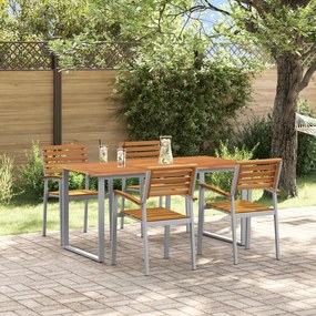Conjunto de Jantar de Jardim com 5 Peças em Madeira Sólida de Acácia e