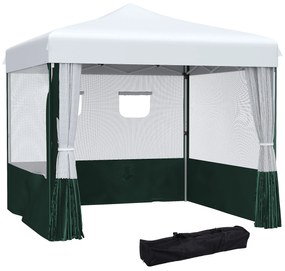 Outsunny Tenda Dobrável Tenda de Jardim com Proteção UV30 Altura Ajustável em 3 Níveis 2 Janelas 2,7x2,7cm Branco e Verde | Aosom Portugal