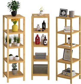 Estante de banheiro em bambu 140 x 33 x 33 cm Castanho