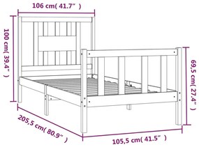 Estrutura de cama com cabeceira 100x200 cm pinho maciço