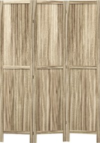 Biombo em madeira de paulownia, 3 painéis, 120 x 170 cm, divisória de ambientes, divisória dobrável - natural