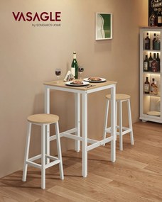 Mesa de bar com estrutura de aço 60 x 60 x 92 cm bege-branco