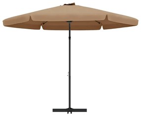 Guarda-sol de jardim c/ poste de aço 300cm cinzento-acastanhado