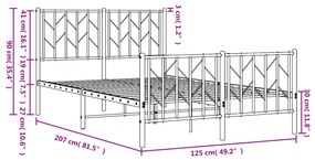 Estrutura de cama com cabeceira e pés 120x200 cm metal preto