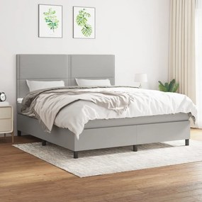 vidaXL Cama com molas/colchão 180x200 cm tecido cinzento-claro