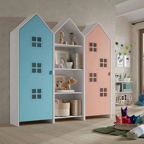 Conjunto 2 armarios Guarda Roupa infantil + estante infantil coleção CASAMI Azul e Rosa