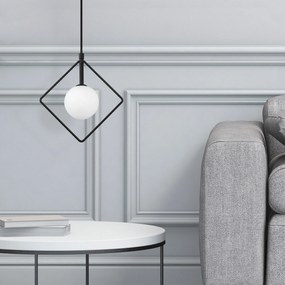Candeeiro Suspenso Geometri – Preto e Branco – 24 x 12 cm