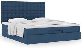 Estrutura de cama otomana com colchão 160x200 cm tecido azul