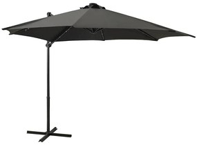 Guarda-sol jardim cantilever c/ poste/luzes LED 300cm antracite