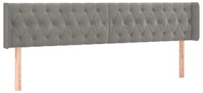 Cabeceira cama c/ luzes LED veludo 183x16x78/88 cm cinza-claro