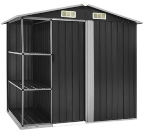 vidaXL Abrigo de jardim c/ prateleiras 205x130x183 cm ferro antracite