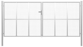 Portão de jardim em aço galvanizado 415x250 cm prateado