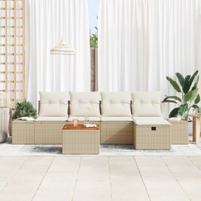 Conjunto de Sofá de Jardim 6 Peças com Almofadas Bege Rattan