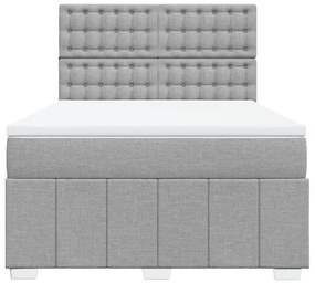 Cama com molas/colchão 160x200 cm tecido cinzento-claro