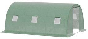 Outsunny Estufa Tipo Túnel de Exterior 4,5x3x2 m com Paredes Laterais Enroláveis 6 Janelas de Malha e Porta Enrolável com Fecho de Correr Verde | Aosom Portugal