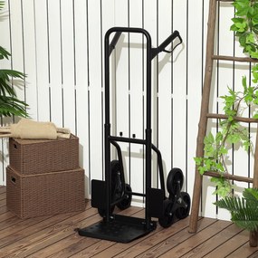Carro de mão dobrável para escadas, 120 kg, 6 rodas; carro de mão para mudanças em aço com cordas telescópicas, 44 x 67 x 106,5 cm, preto