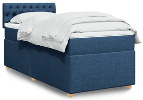 Cama com molas/colchão 80x200 cm tecido azul