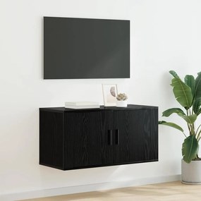 vidaXL Rack de TV Montado na Parede Carvalho preto 80 x 34.5 x 40 cm