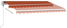 Toldo automático independente 350x250 cm laranja e castanho