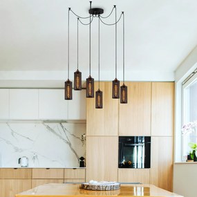 Candeeiro de Teto Amasra – Preto e Bronze – 130 x 10 cm