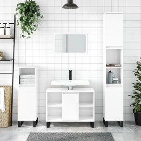 vidaXL Armário WC 80x33x60 cm derivados de madeira branco brilhante