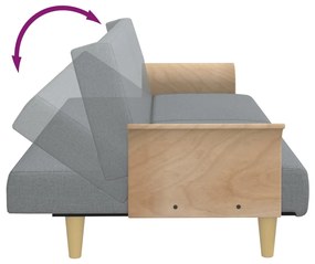 Sofá-cama com apoio de braços tecido cinzento-claro