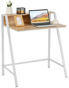 Secretária para computador com 2 níveis para PC Portátil para pequenos espaços 80 x 50,5 x 90,5 cm Natural