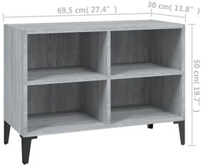 Móvel de TV com pernas de metal 69,5x30x50 cm cinzento sonoma