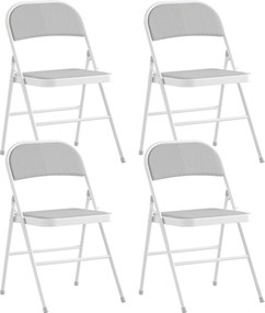 HOMCOM Conjunto de 4 cadeiras dobráveis, cadeiras de sala de jantar portáteis, estrutura em aço 45 x 46 x 78 cm branco | Aosom Portugal