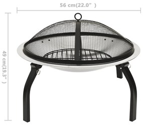 Braseira e barbecue 2-em-1 com atiçador 56x56x49 cm aço inox.