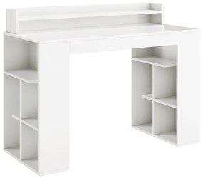 Mesa de computador com 2 estantes de livros e monitor para carga de estudo 45 kg 120 x 54 x 90 cm branco