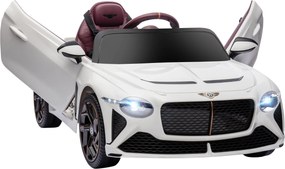Carro elétrico para crianças dos 3 aos 5 anos, 2 motores, 12 V, 25 W, 3-5 km/h, comando à distância de 2,4 GHz, Bentley Bacalar branco