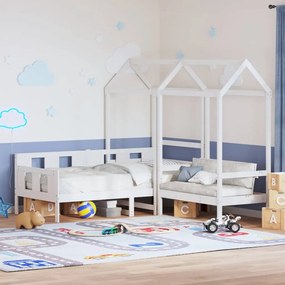 vidaXL Conj. sofá-cama e banco c/ telhado 90x200cm pinho maciço branco