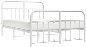 Estrutura de cama com cabeceira e pés 150x200 cm metal branco