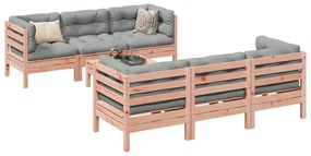 vidaXL 7 pcs conj. sofás jardim c/ almofadões madeira abeto-de-douglas