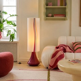 Candeeiro de Pé Retro Roxo com Abajur de Tecido Multicolorido - Mina