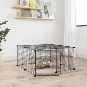 Gaiola p/ animais de 12 painéis c/porta 35x35 cm aço preto